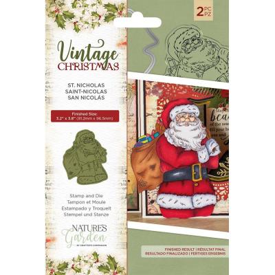 Crafter's Companion Vintage Christmas Clear Stamp and Dies - St.Nicholas